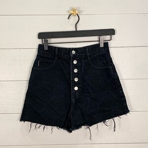 Vintage bongo black denim cut off high waist jeans shorts women’s size 5 cotton